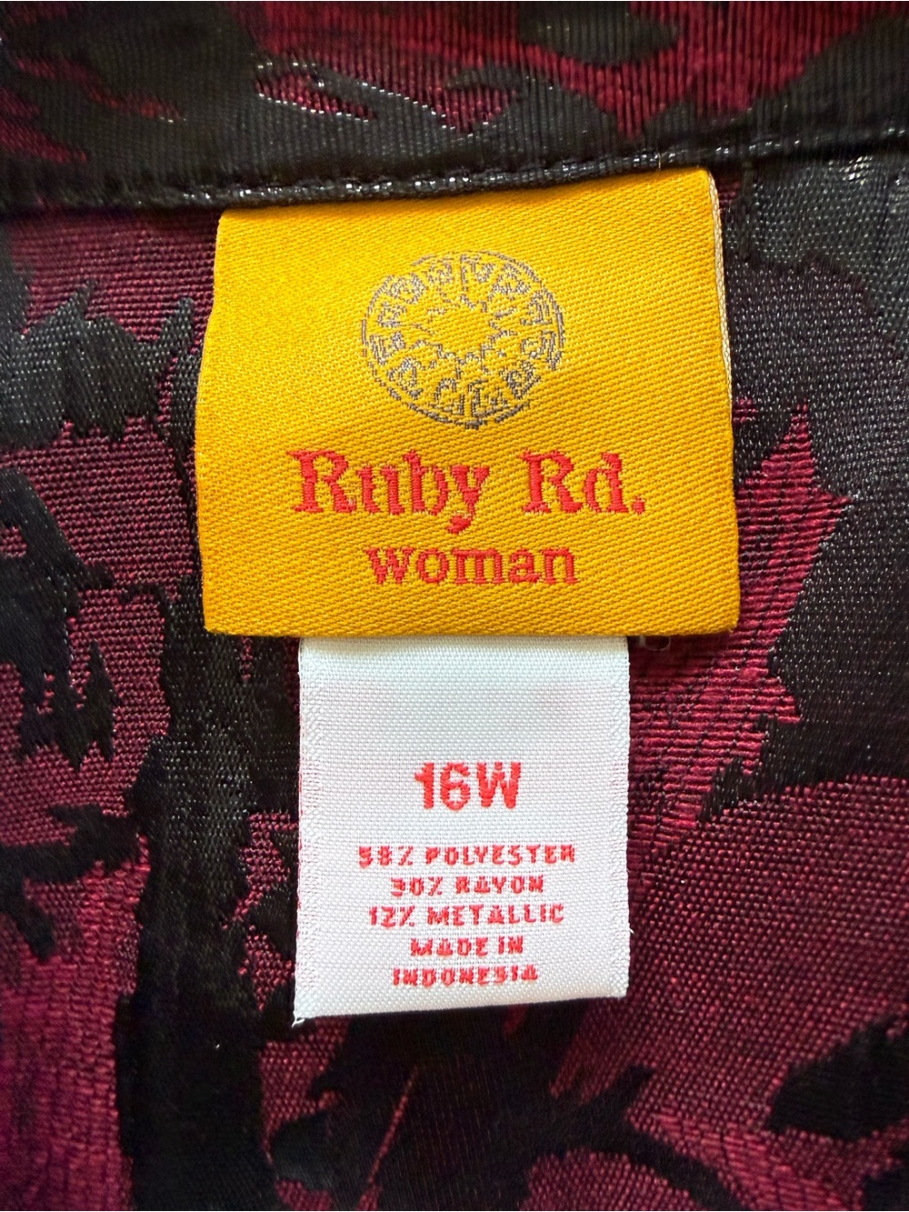 Ruby Rd. Red and Black Patterned Jean Jacket - Picture 9 of 10